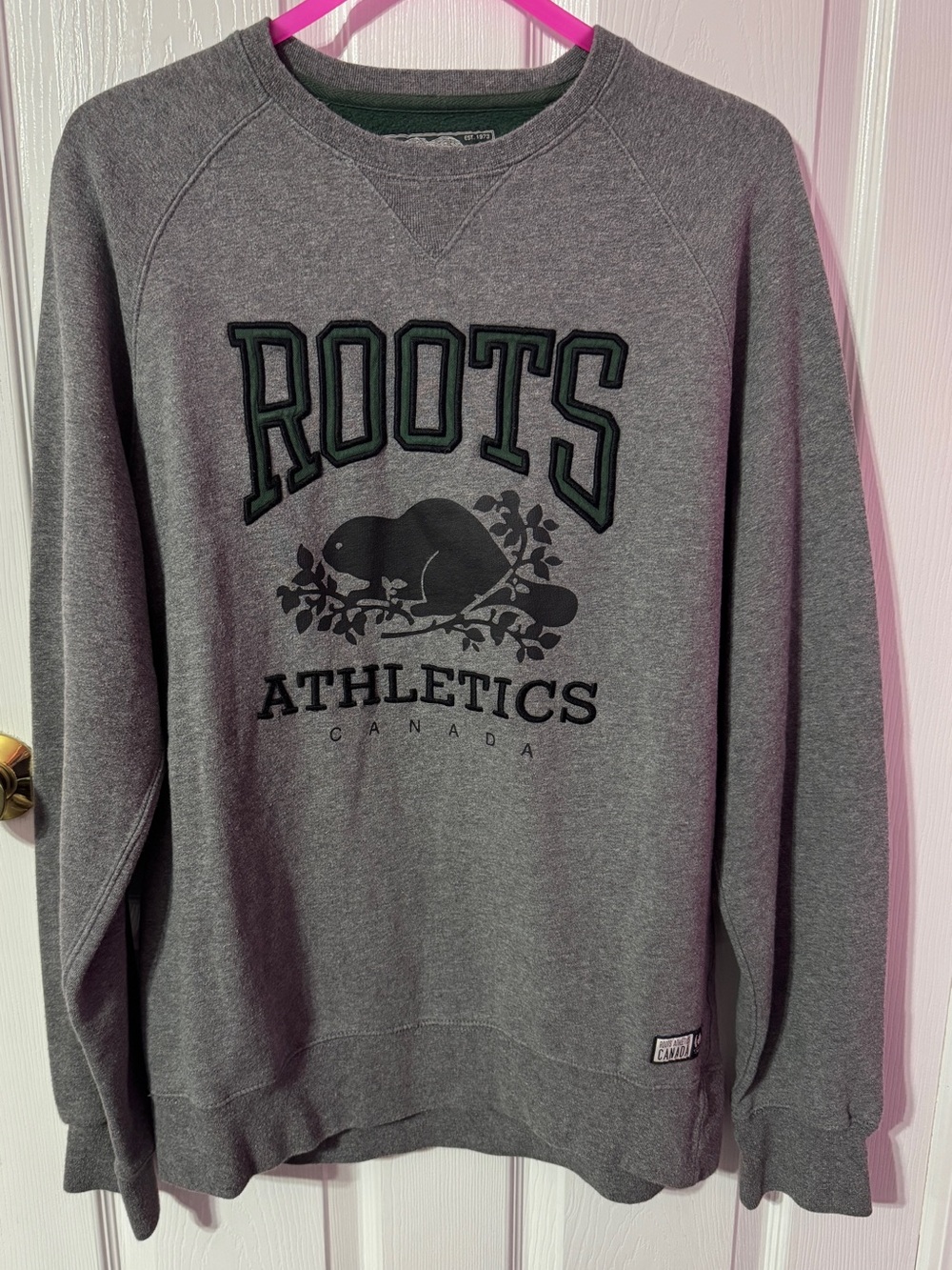 Roots Grey Crewneck with Athletics Beaver Logo